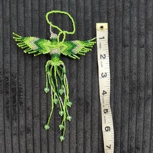 Vibrant Green Beaded Bird